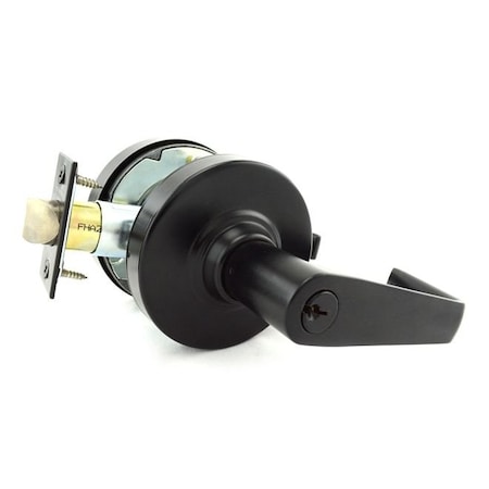 Schlage Commercial Entry Office Saturn Lever C Keyway, 2-3/4" Deadlatch, ANSI Strike Matte Black ALX50PSAT622